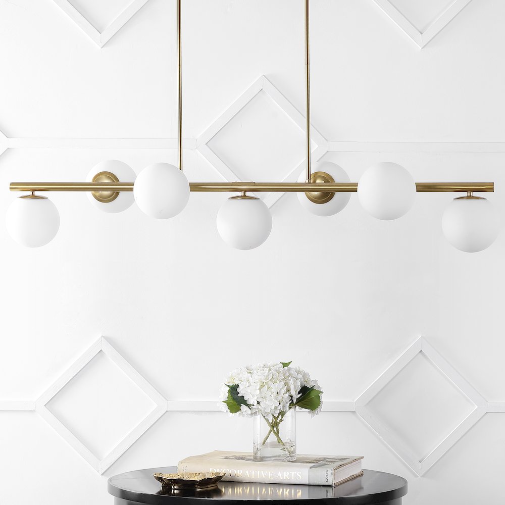 Luca Parisian Modern Glam Iron Globe Linear Led Pendant. Picture 7
