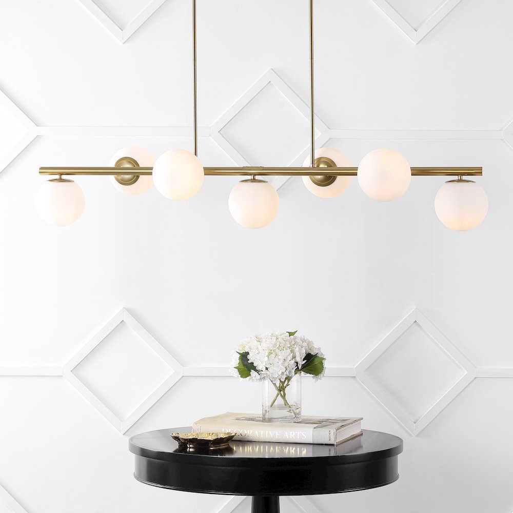 Luca Parisian Modern Glam Iron Globe Linear Led Pendant. Picture 5