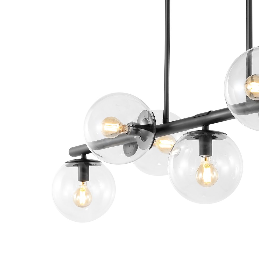 Luca Parisian Modern Glam Iron Globe Linear Led Pendant. Picture 3