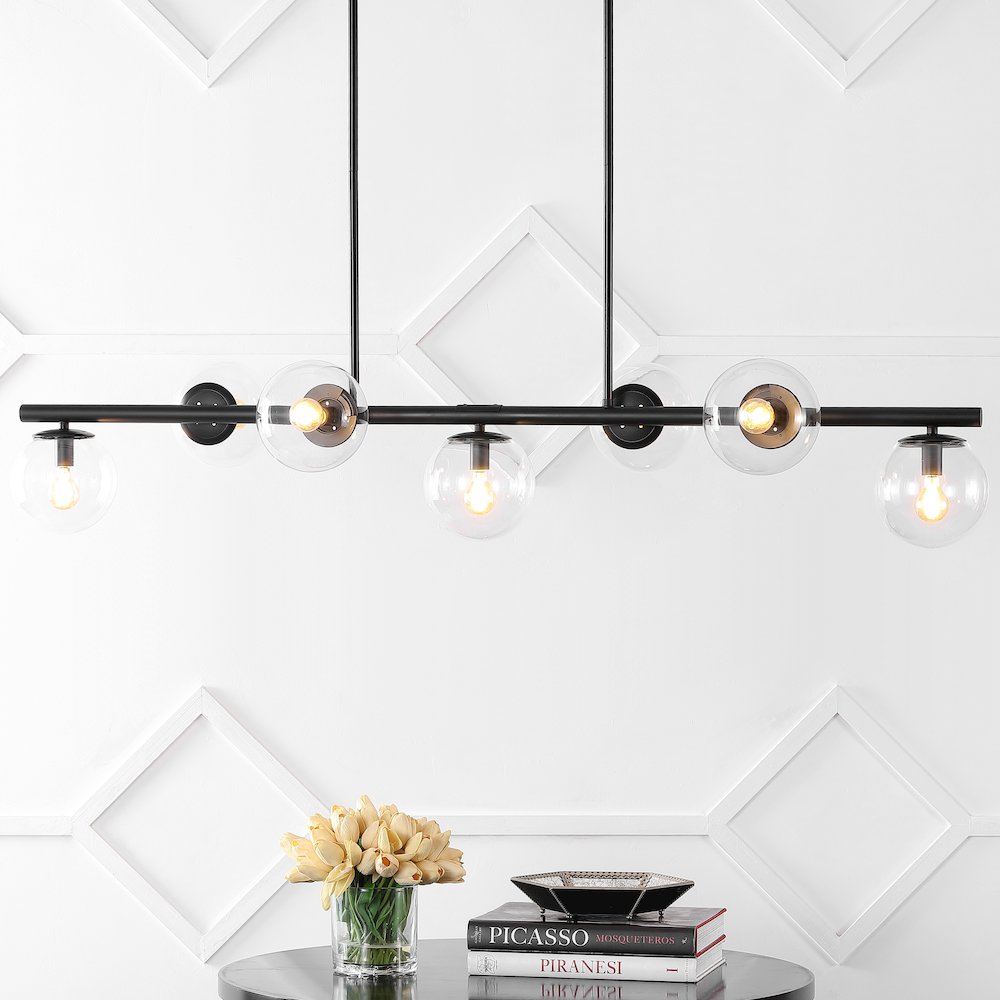 Luca Parisian Modern Glam Iron Globe Linear Led Pendant. Picture 9