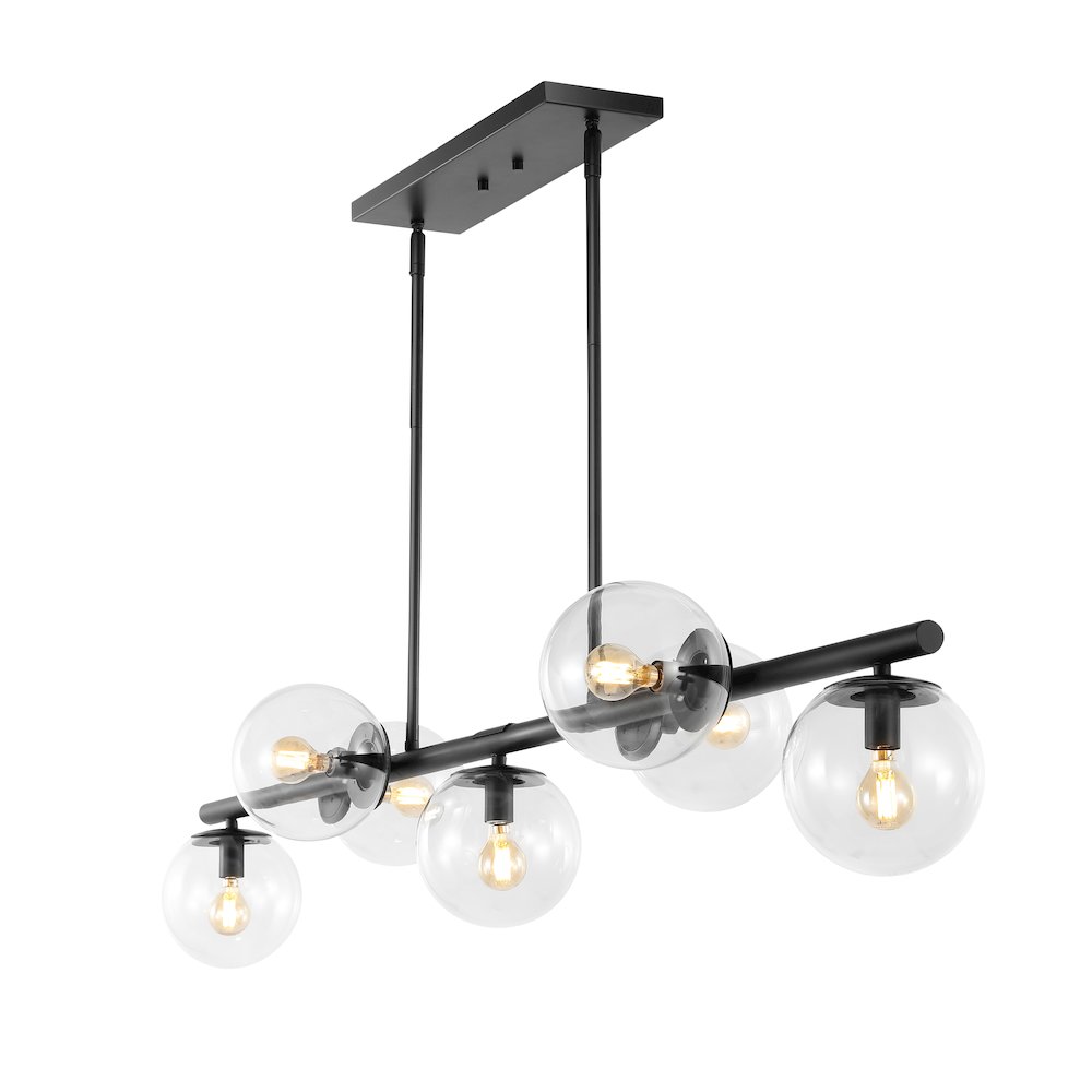 Luca Parisian Modern Glam Iron Globe Linear Led Pendant. Picture 8
