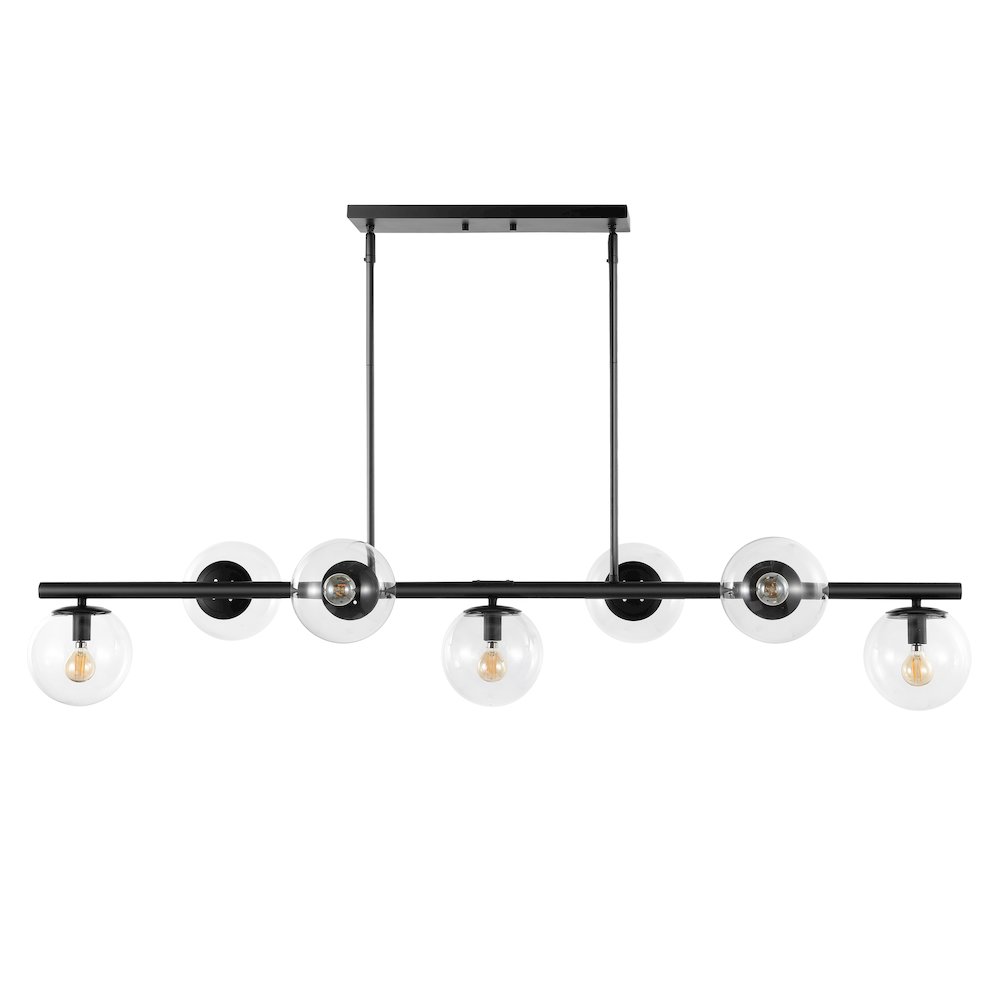 Luca Parisian Modern Glam Iron Globe Linear Led Pendant. Picture 2