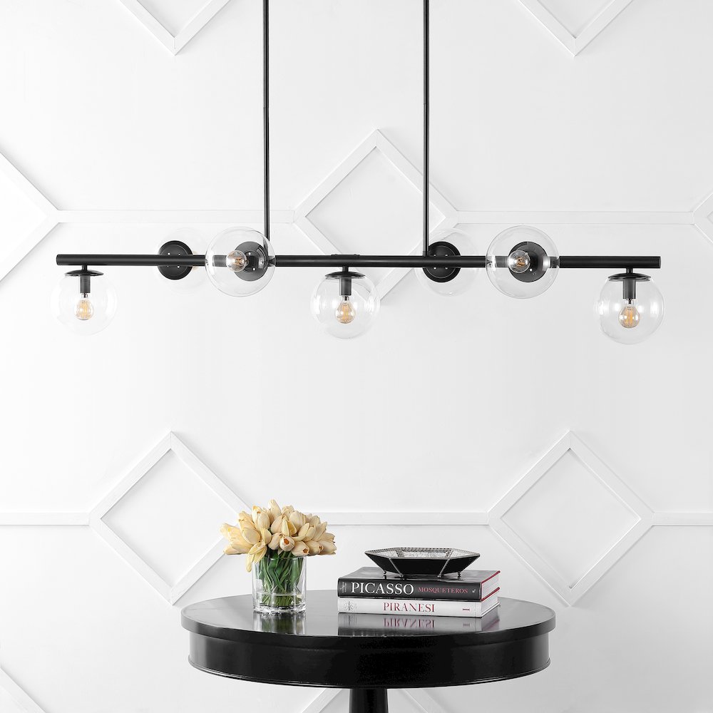 Luca Parisian Modern Glam Iron Globe Linear Led Pendant. Picture 6
