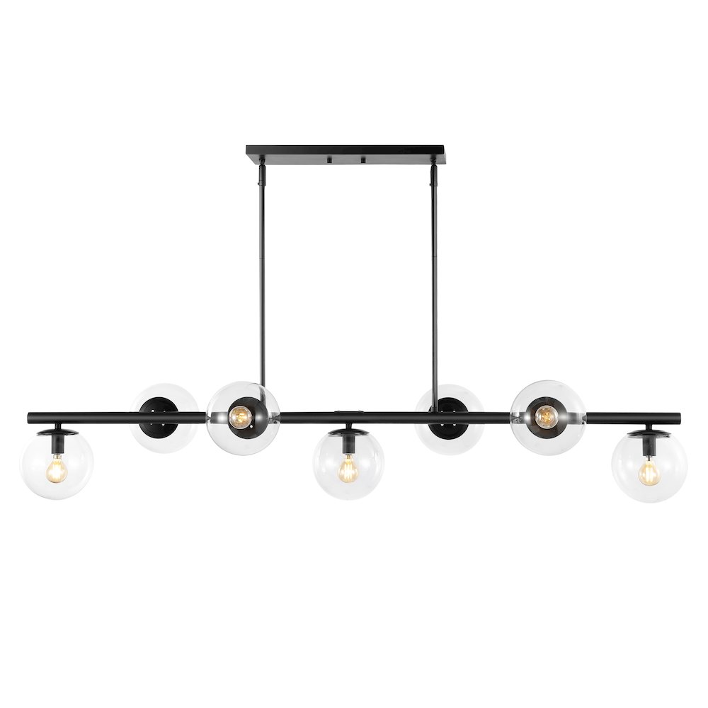 Luca Parisian Modern Glam Iron Globe Linear Led Pendant. Picture 1