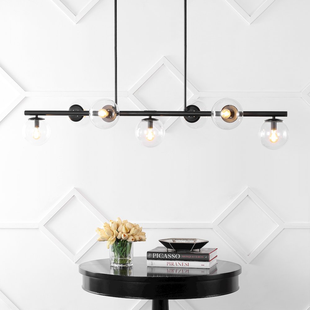Luca Parisian Modern Glam Iron Globe Linear Led Pendant. Picture 5