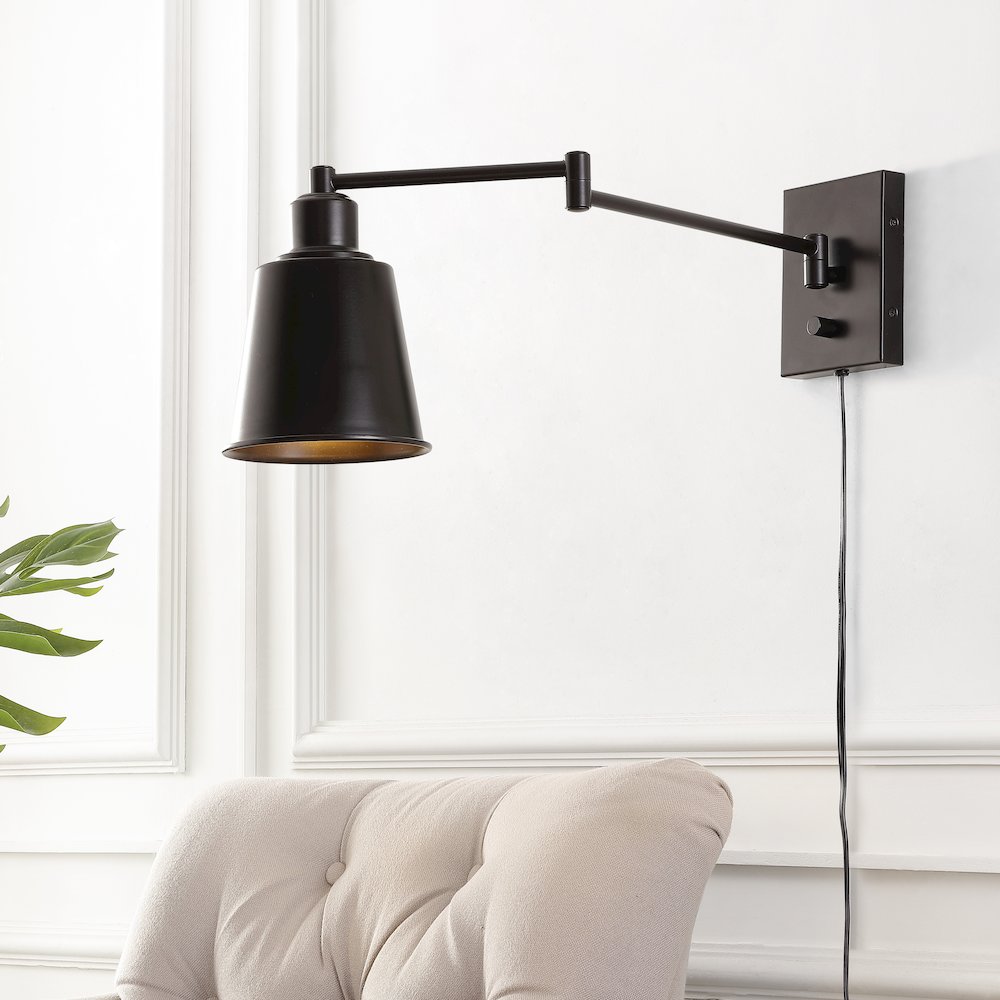 Cary Iron Contemporary Swing Arm Led Wall Sconce. Picture 6