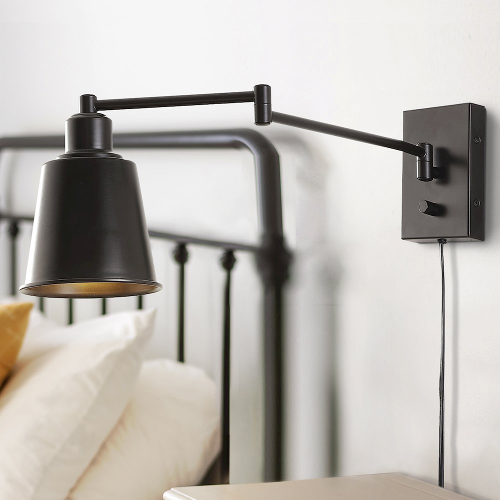 Cary Iron Contemporary Swing Arm Led Wall Sconce. Picture 7