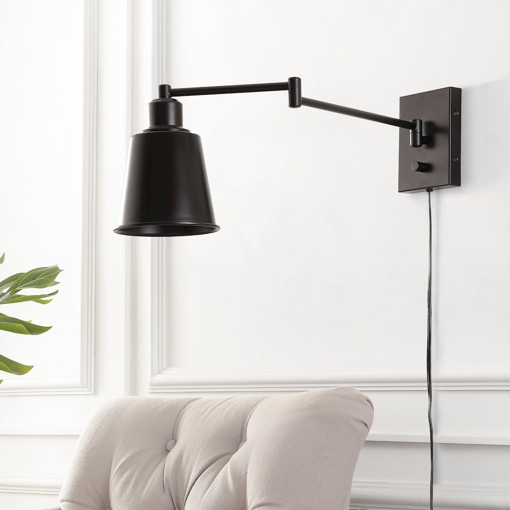 Cary Iron Contemporary Swing Arm Led Wall Sconce. Picture 4