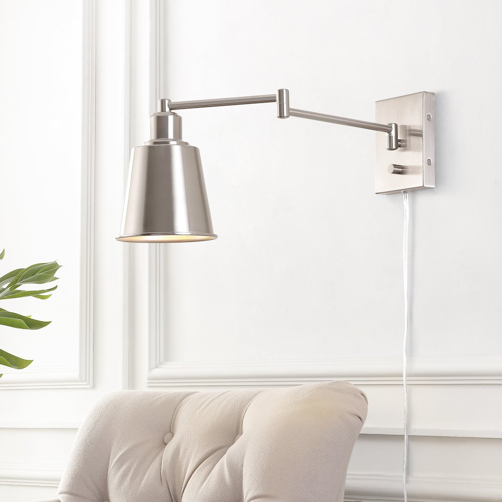 Cary Iron Contemporary Swing Arm Led Wall Sconce. Picture 6
