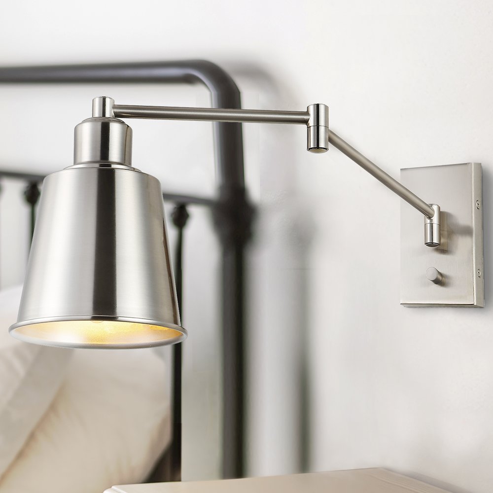 Cary Iron Contemporary Swing Arm Led Wall Sconce. Picture 7