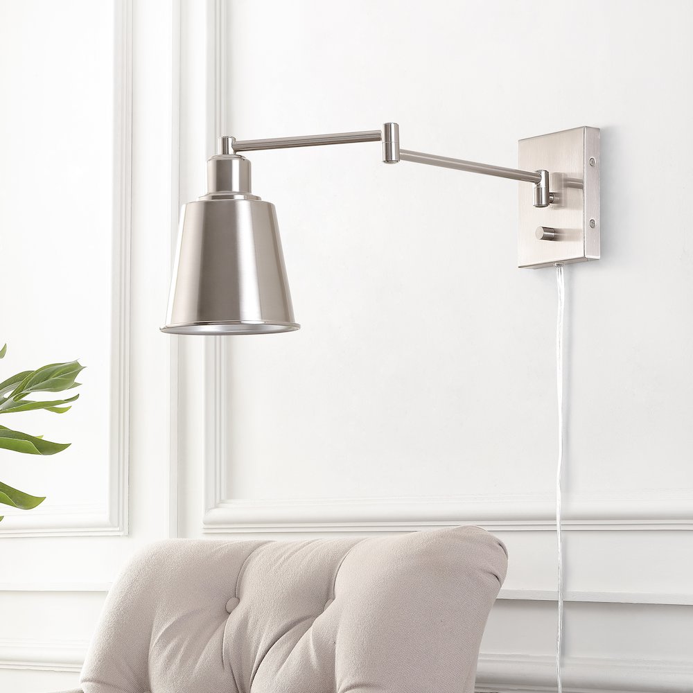 Cary Iron Contemporary Swing Arm Led Wall Sconce. Picture 4