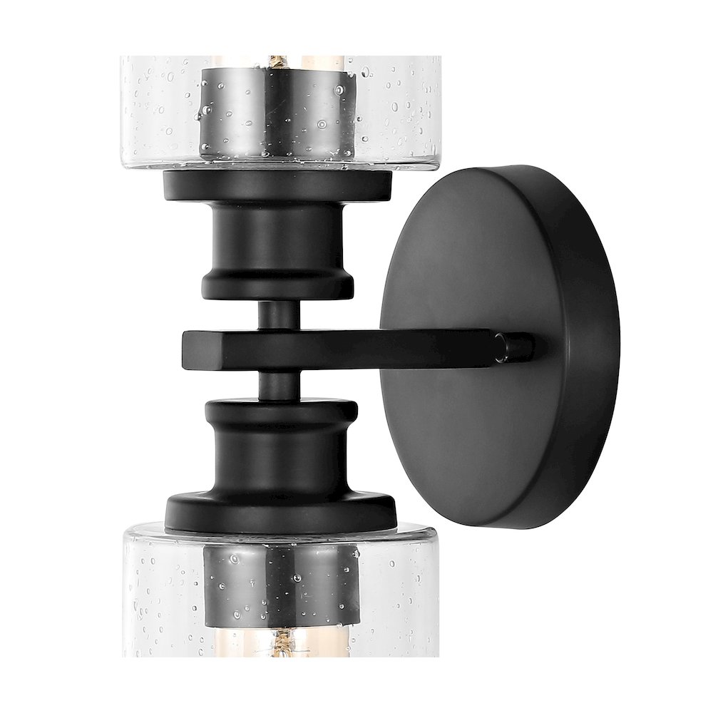 Jules Edison Cylinder Iron/Seeded Glass Farmhouse Contemporary Led Wall Sconce. Picture 4