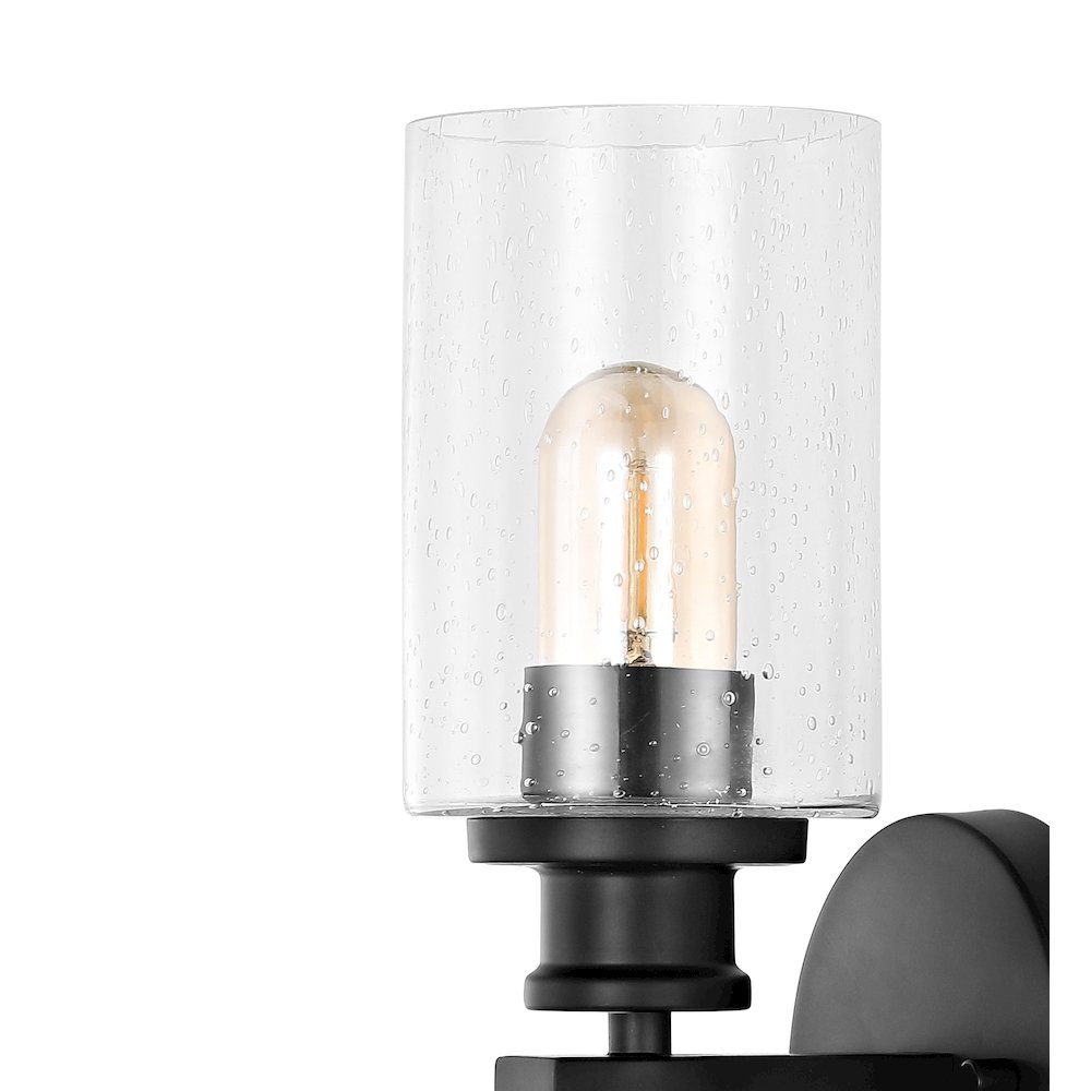 Jules Edison Cylinder Iron/Seeded Glass Farmhouse Contemporary Led Wall Sconce. Picture 3