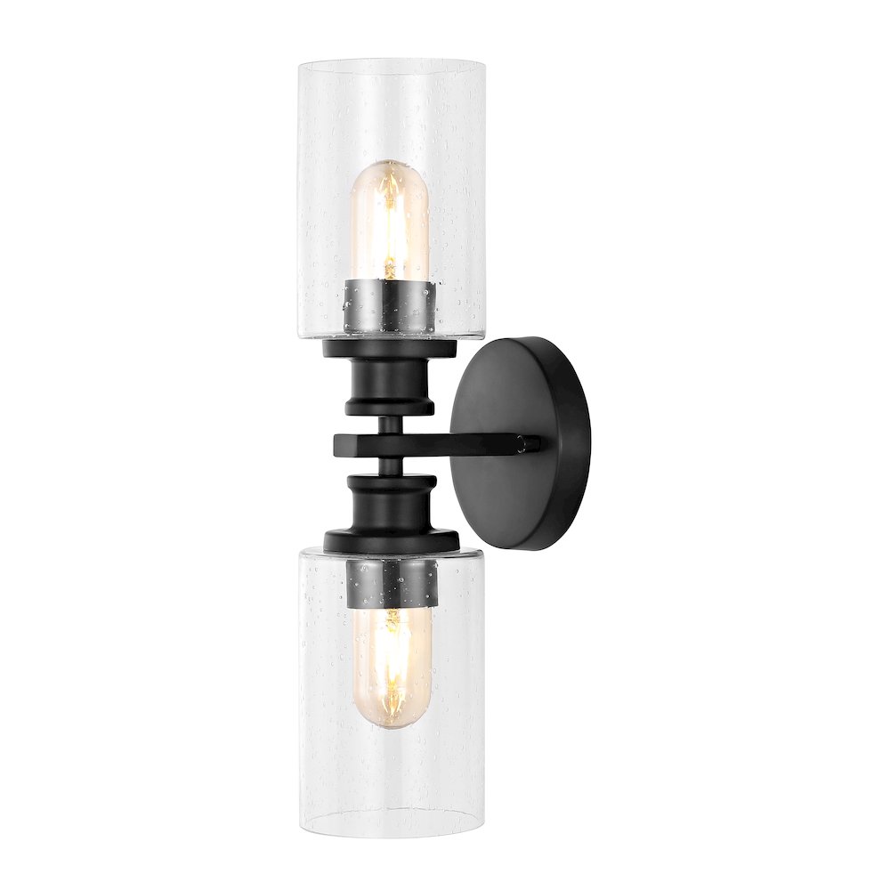 Jules Edison Cylinder Iron/Seeded Glass Farmhouse Contemporary Led Wall Sconce. Picture 11
