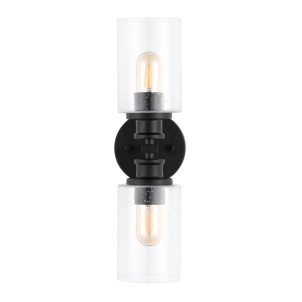Jules Edison Cylinder Iron/Seeded Glass Farmhouse Contemporary Led Wall Sconce. Picture 2