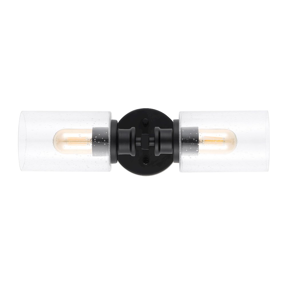 Jules Edison Cylinder Iron/Seeded Glass Farmhouse Contemporary Led Wall Sconce. Picture 6