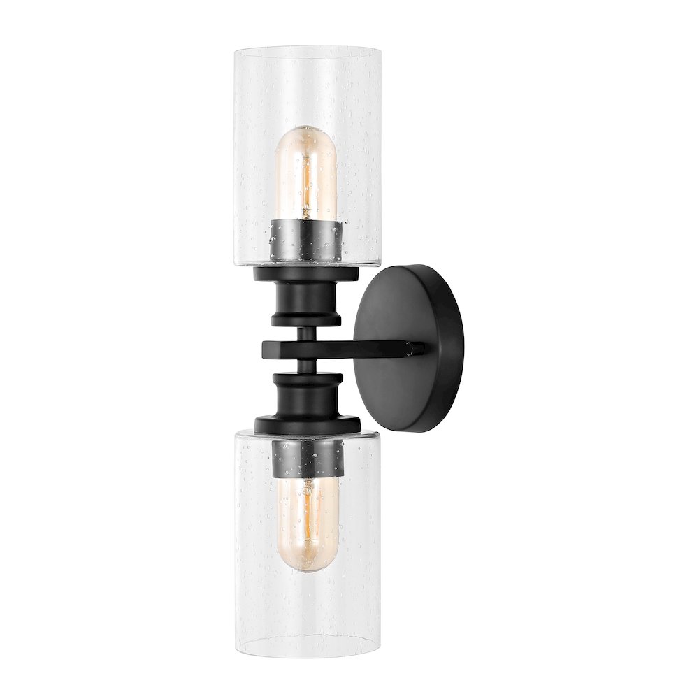 Jules Edison Cylinder Iron/Seeded Glass Farmhouse Contemporary Led Wall Sconce. Picture 7