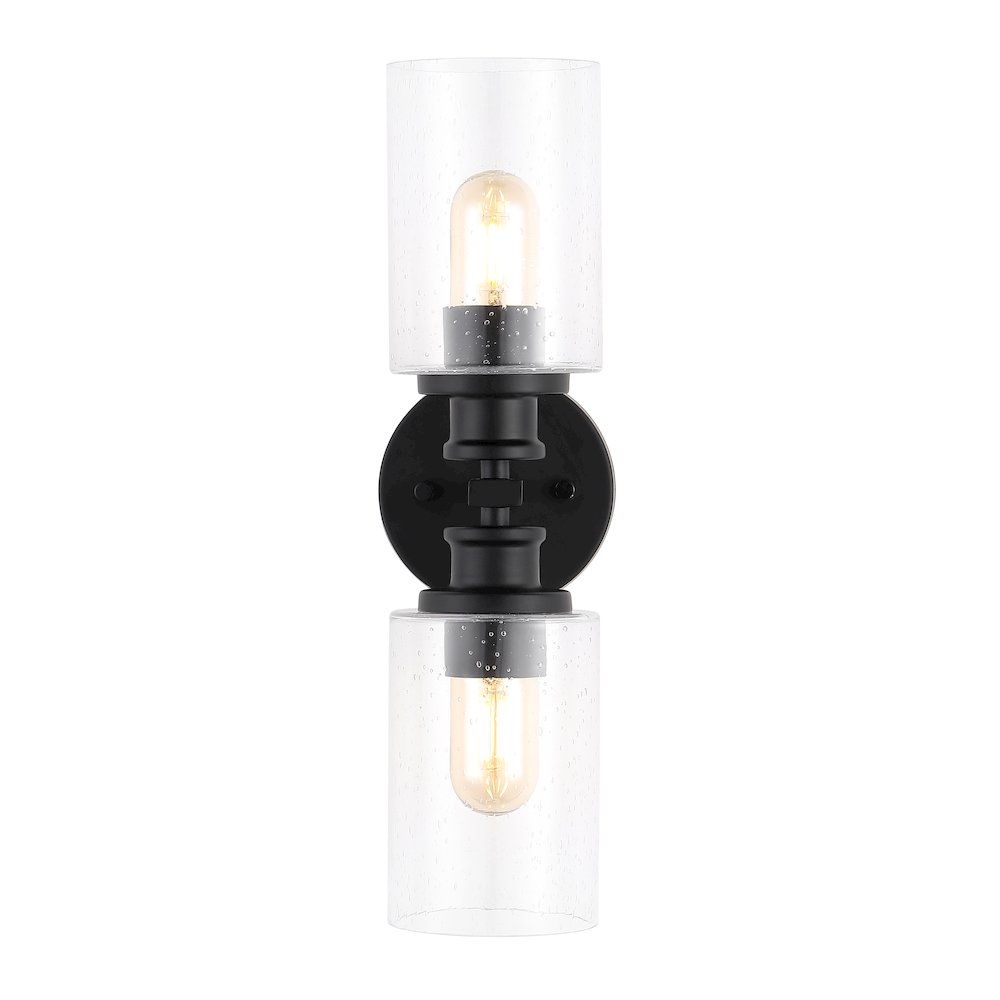 Jules Edison Cylinder Iron/Seeded Glass Farmhouse Contemporary Led Wall Sconce. Picture 1