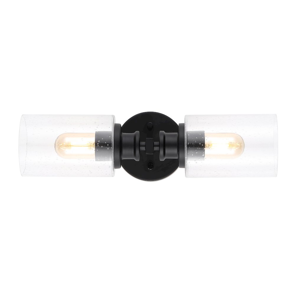 Jules Edison Cylinder Iron/Seeded Glass Farmhouse Contemporary Led Wall Sconce. Picture 5