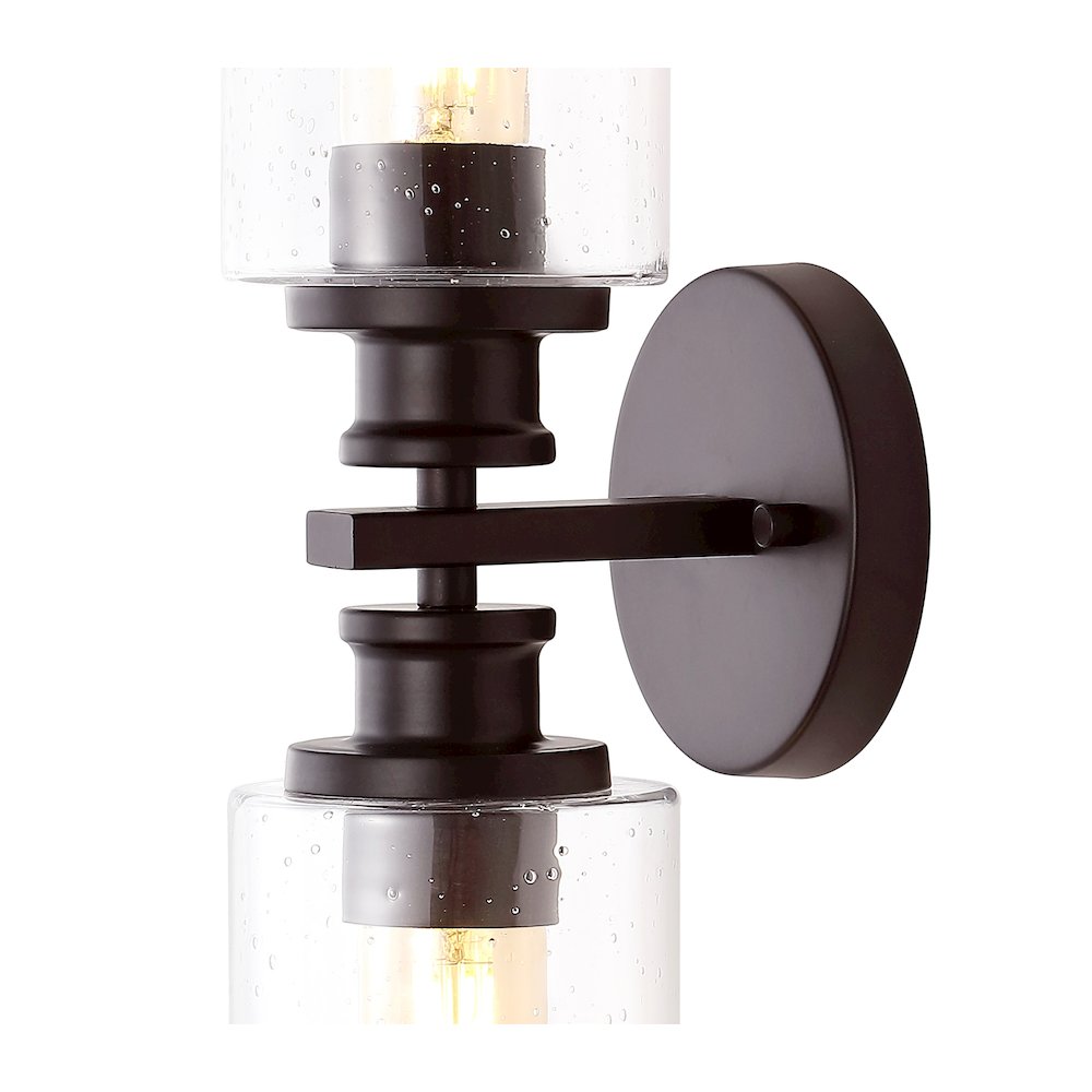 Jules Edison Cylinder Iron/Seeded Glass Farmhouse Contemporary Led Wall Sconce. Picture 4