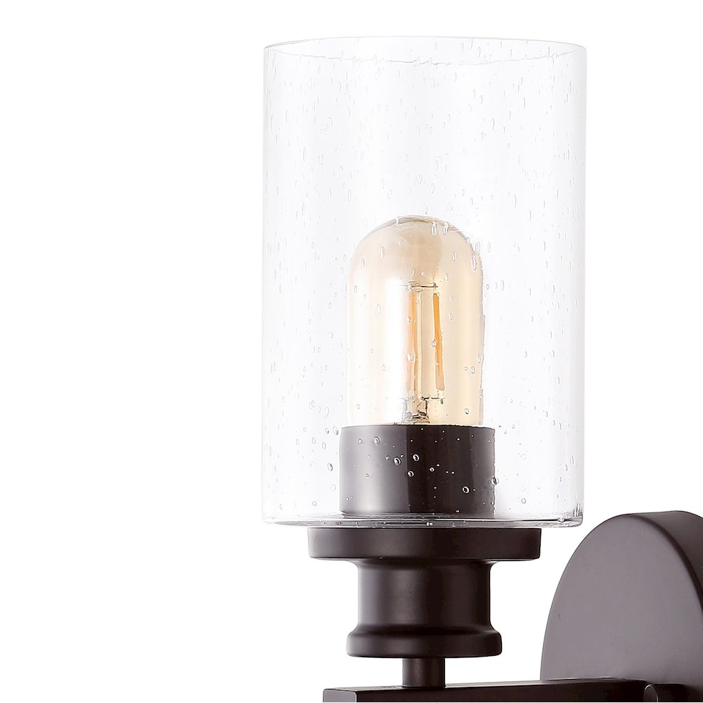 Jules Edison Cylinder Iron/Seeded Glass Farmhouse Contemporary Led Wall Sconce. Picture 3