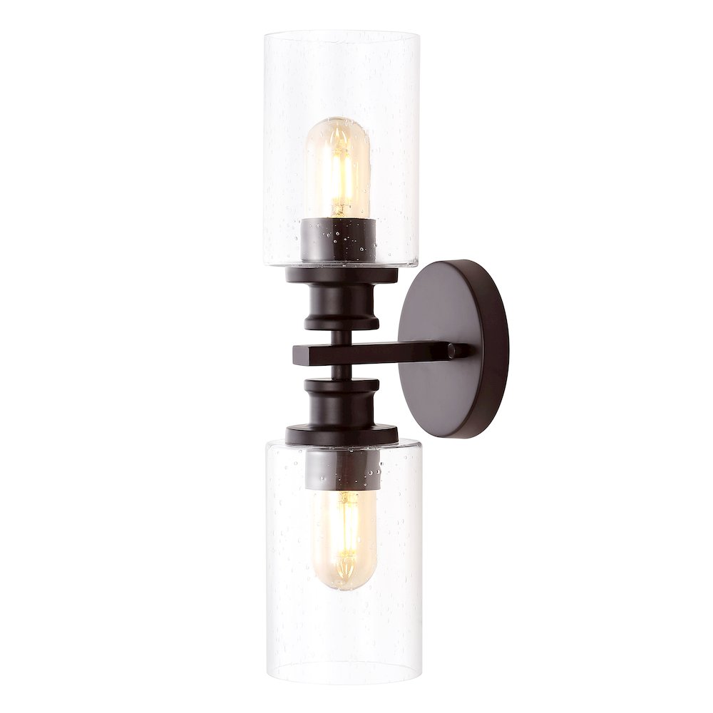 Jules Edison Cylinder Iron/Seeded Glass Farmhouse Contemporary Led Wall Sconce. Picture 11