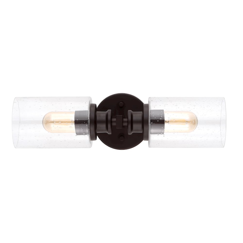 Jules Edison Cylinder Iron/Seeded Glass Farmhouse Contemporary Led Wall Sconce. Picture 6