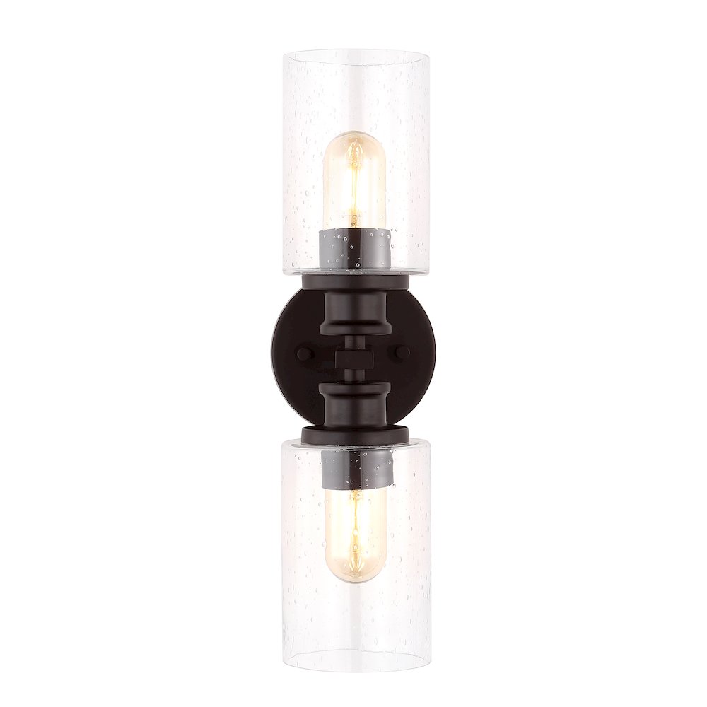 Jules Edison Cylinder Iron/Seeded Glass Farmhouse Contemporary Led Wall Sconce. Picture 1