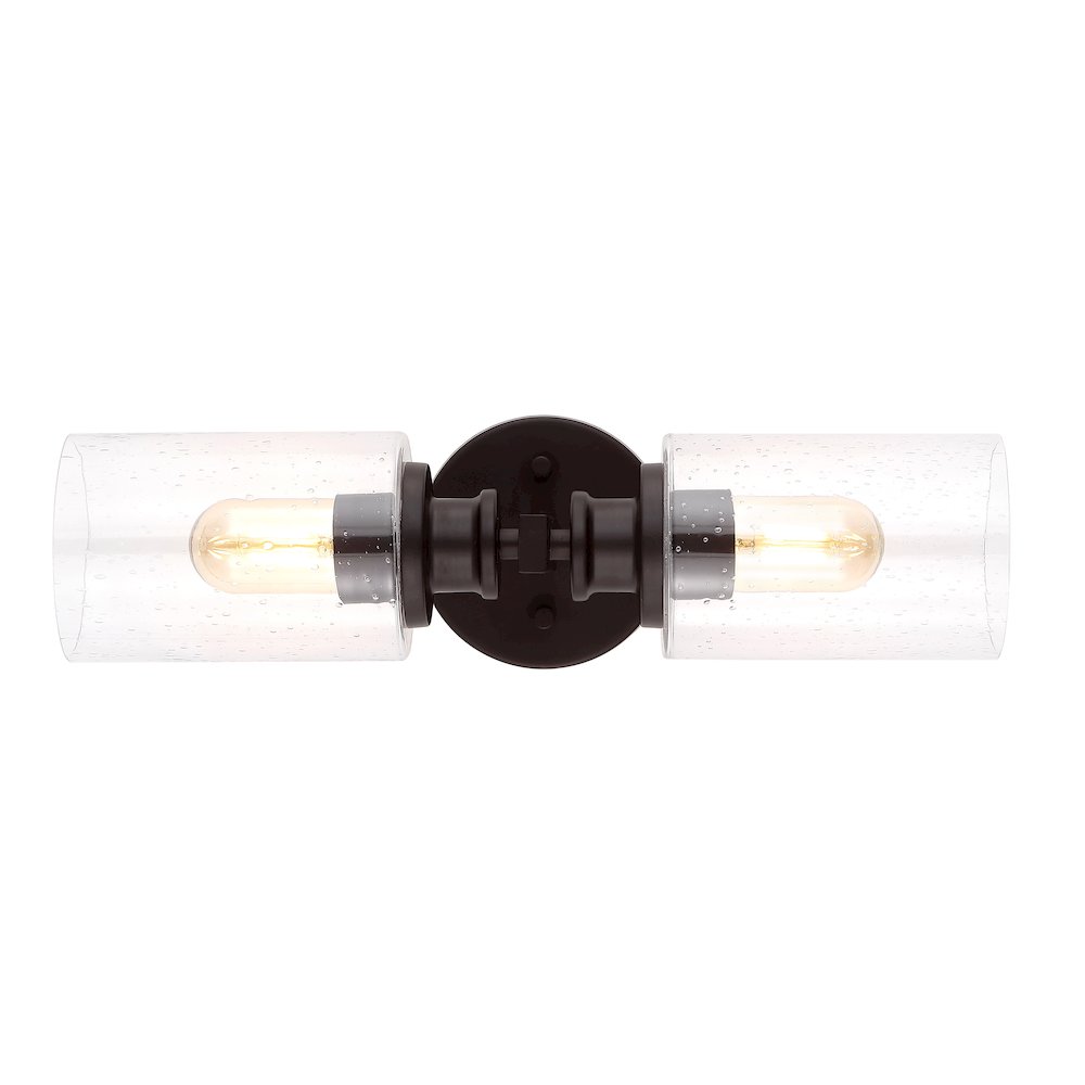 Jules Edison Cylinder Iron/Seeded Glass Farmhouse Contemporary Led Wall Sconce. Picture 5