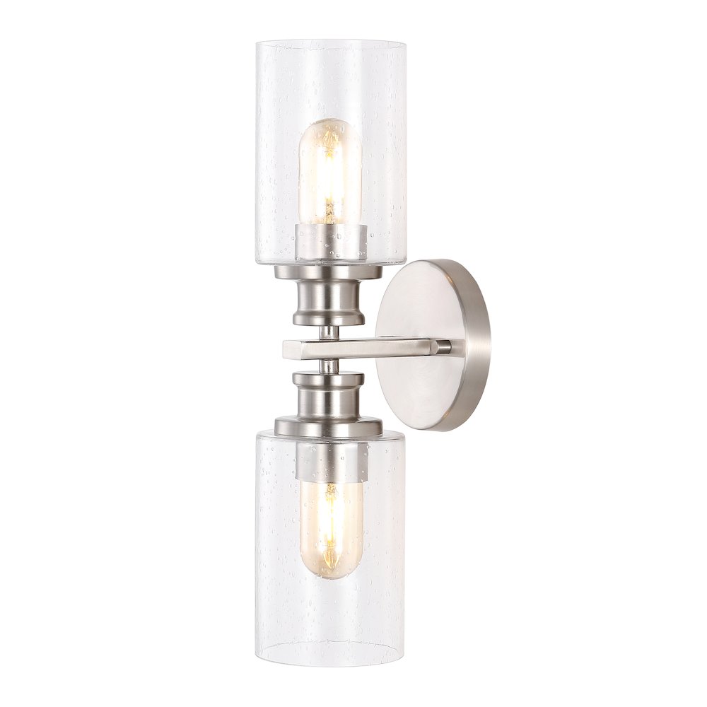 Jules Edison Cylinder Iron/Seeded Glass Farmhouse Contemporary Led Wall Sconce. Picture 11