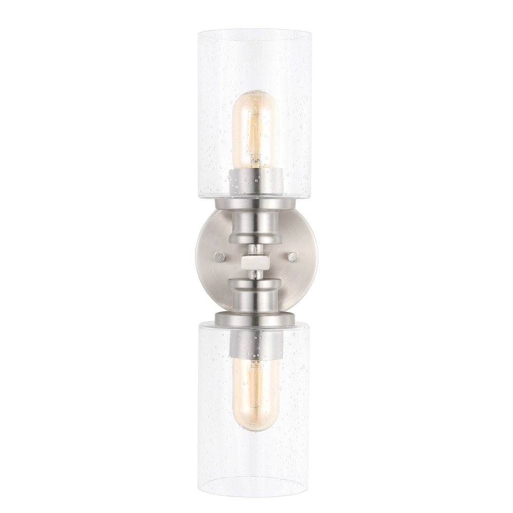 Jules Edison Cylinder Iron/Seeded Glass Farmhouse Contemporary Led Wall Sconce. Picture 2
