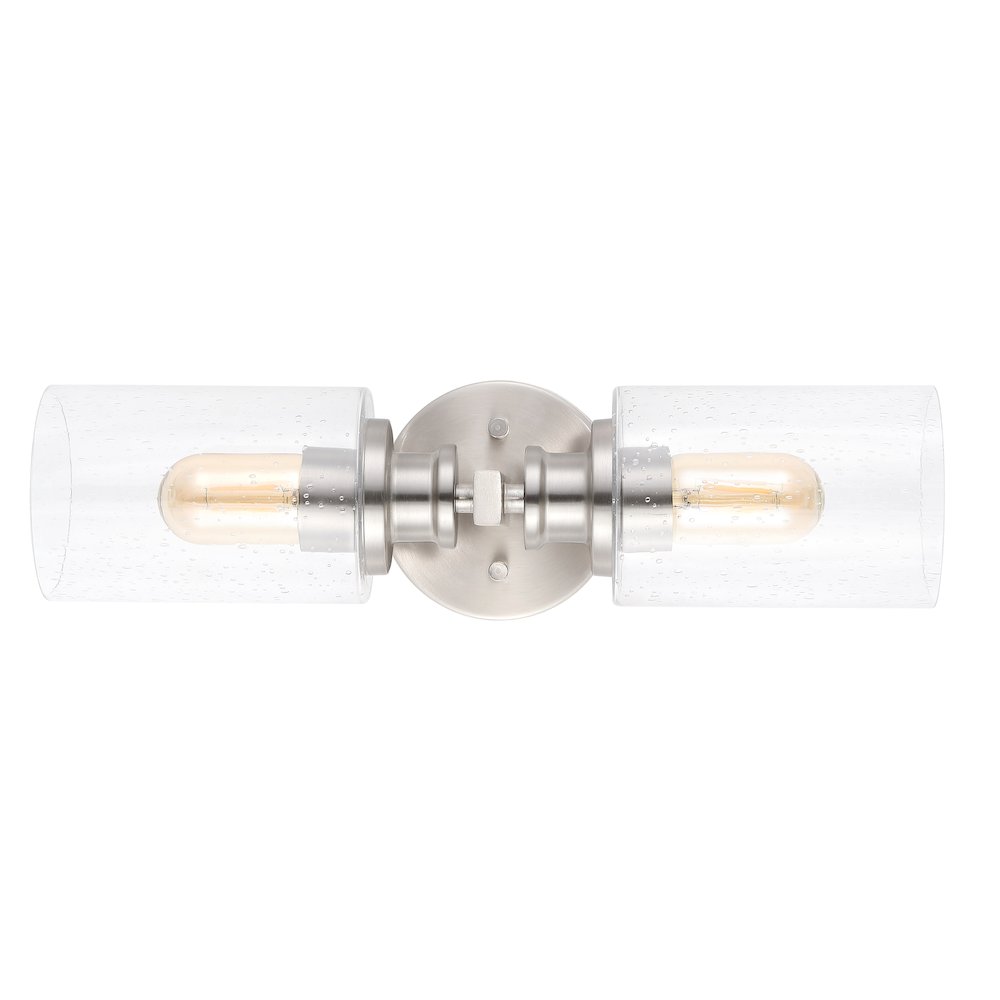 Jules Edison Cylinder Iron/Seeded Glass Farmhouse Contemporary Led Wall Sconce. Picture 6