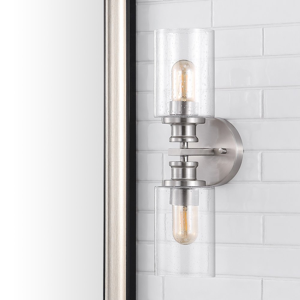 Jules Edison Cylinder Iron/Seeded Glass Farmhouse Contemporary Led Wall Sconce. Picture 10