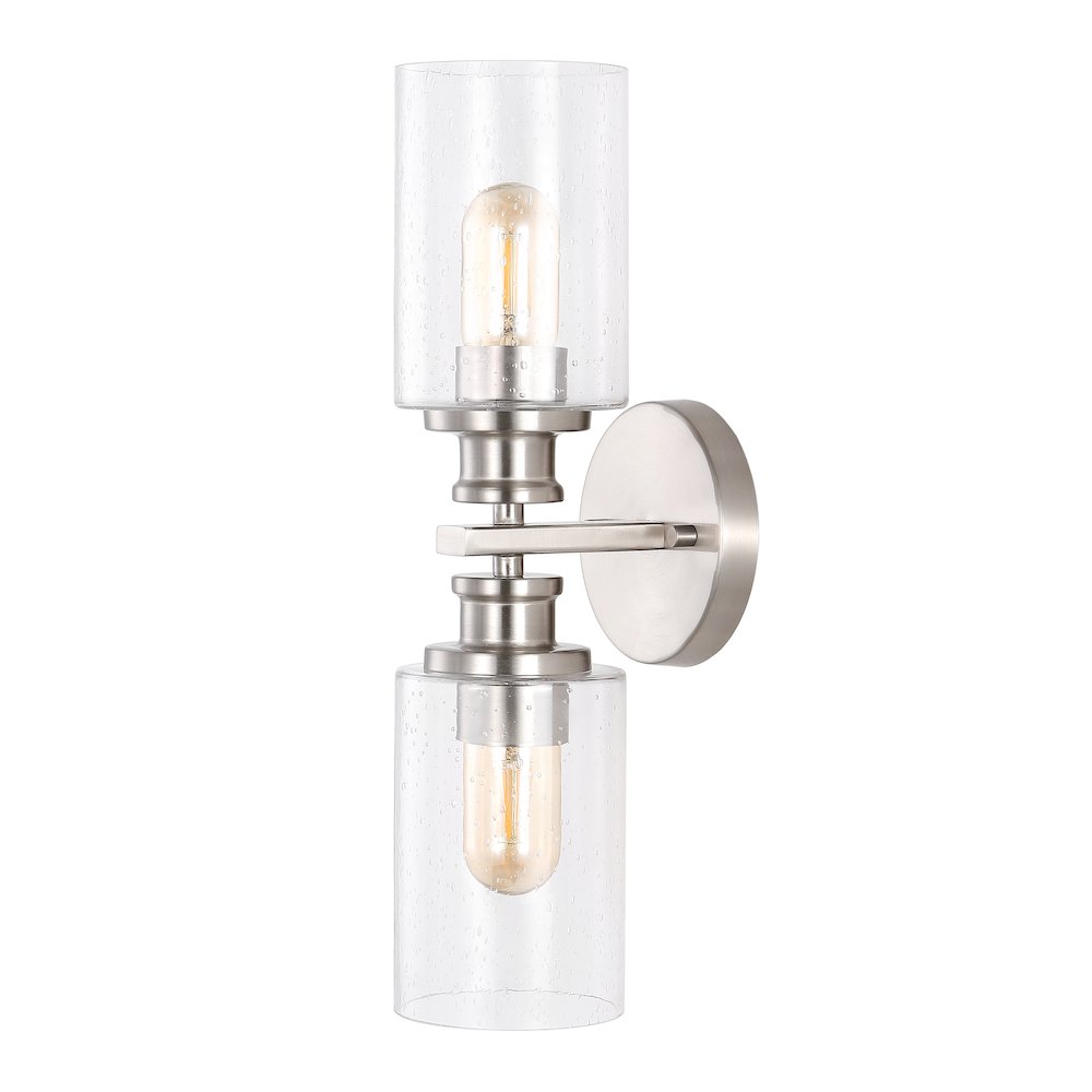 Jules Edison Cylinder Iron/Seeded Glass Farmhouse Contemporary Led Wall Sconce. Picture 7