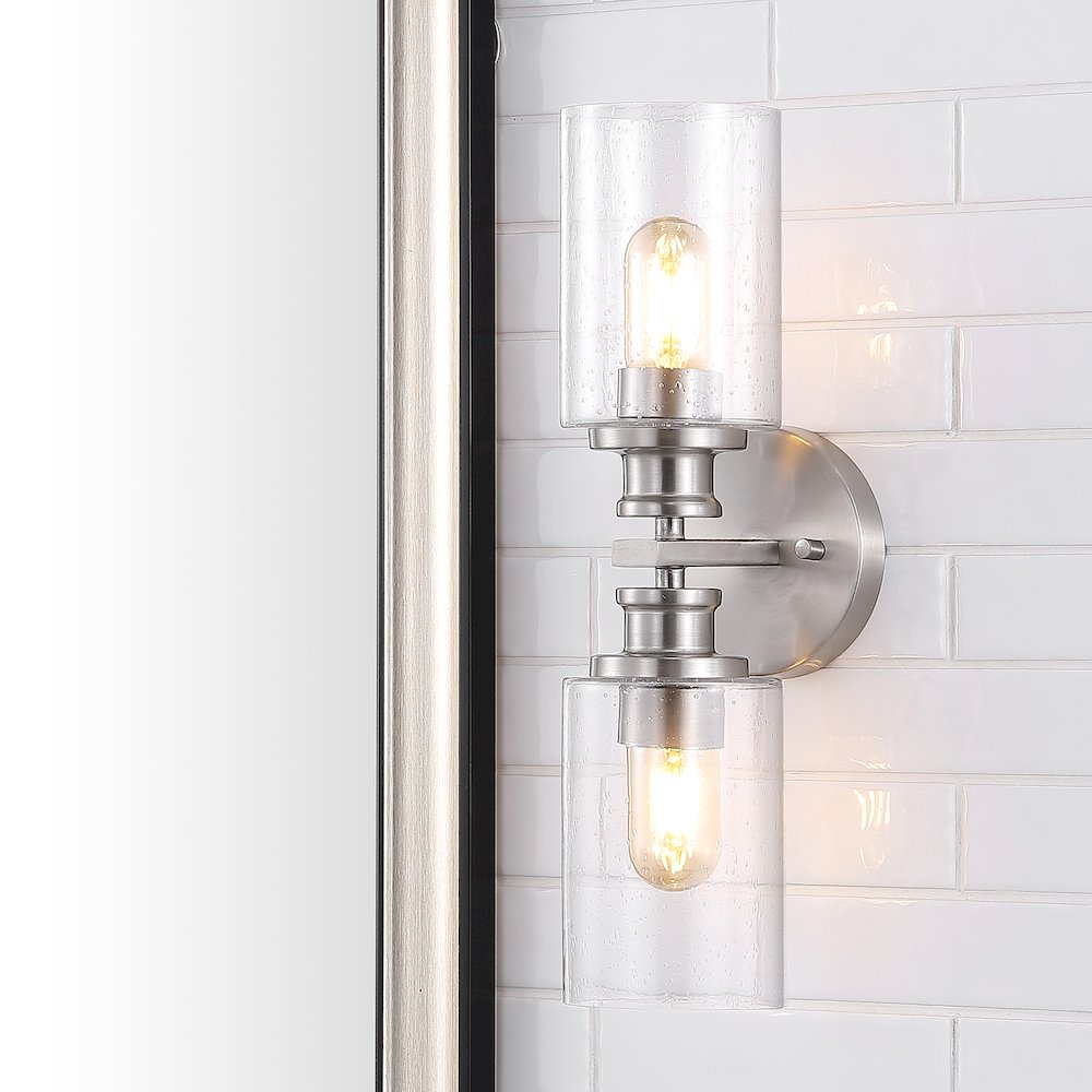 Jules Edison Cylinder Iron/Seeded Glass Farmhouse Contemporary Led Wall Sconce. Picture 8