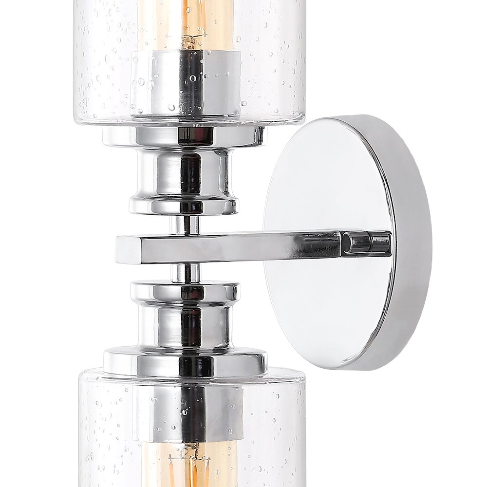 Jules Edison Cylinder Iron/Seeded Glass Farmhouse Contemporary Led Wall Sconce. Picture 4