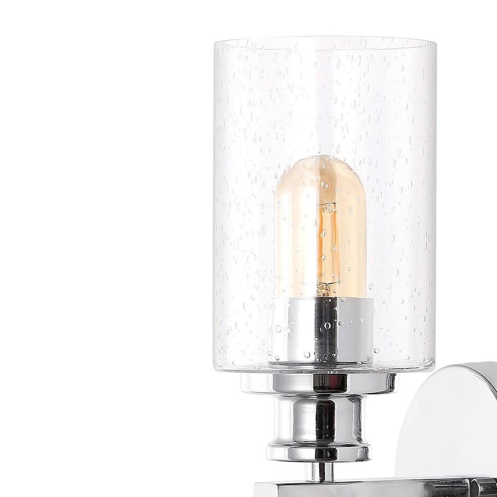 Jules Edison Cylinder Iron/Seeded Glass Farmhouse Contemporary Led Wall Sconce. Picture 3