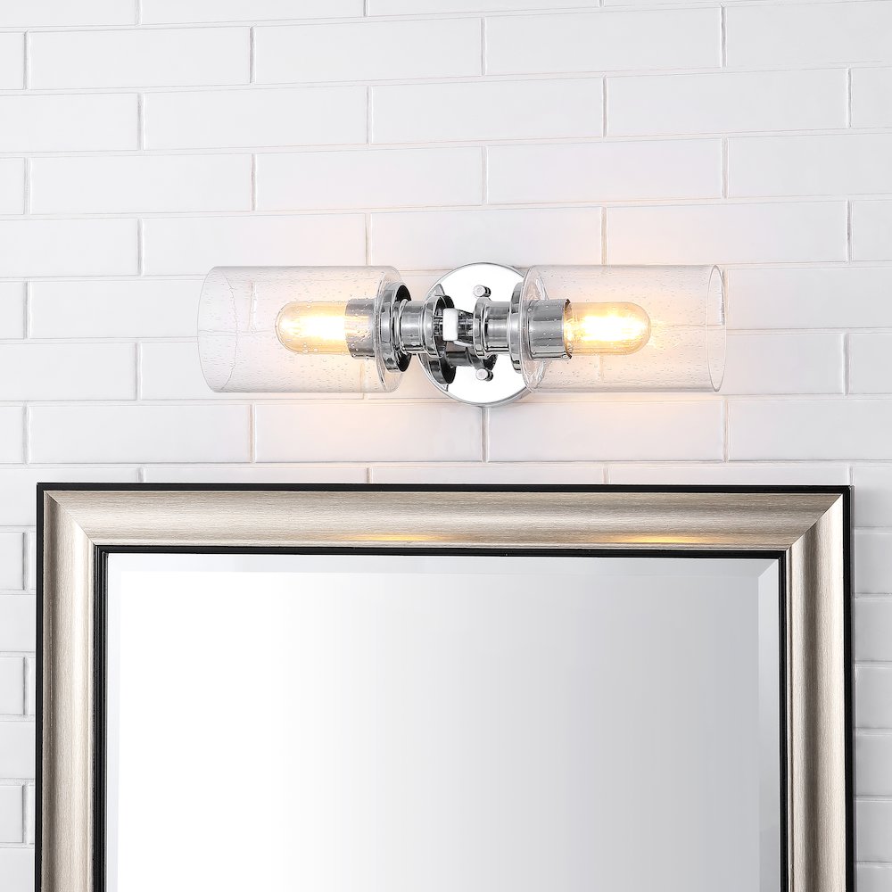 Jules Edison Cylinder Iron/Seeded Glass Farmhouse Contemporary Led Wall Sconce. Picture 12