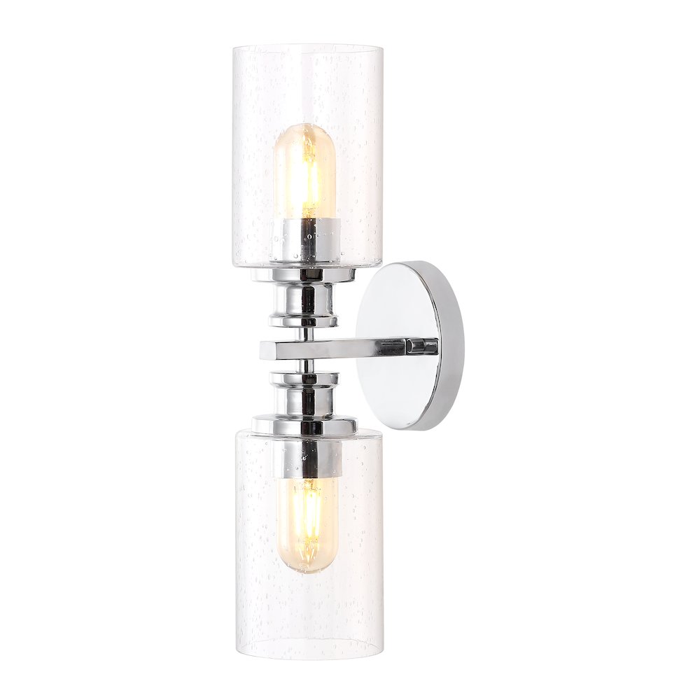 Jules Edison Cylinder Iron/Seeded Glass Farmhouse Contemporary Led Wall Sconce. Picture 11