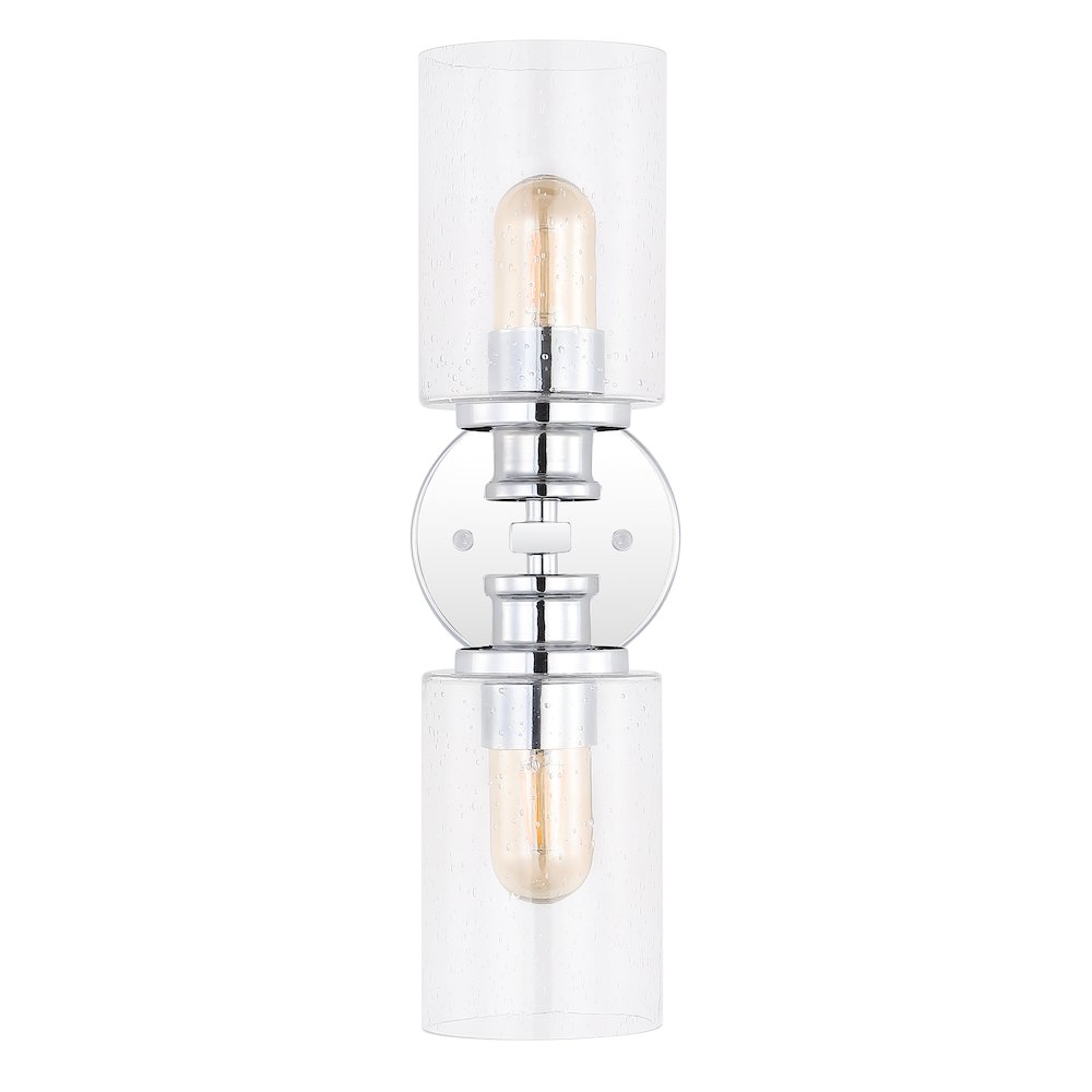 Jules Edison Cylinder Iron/Seeded Glass Farmhouse Contemporary Led Wall Sconce. Picture 2