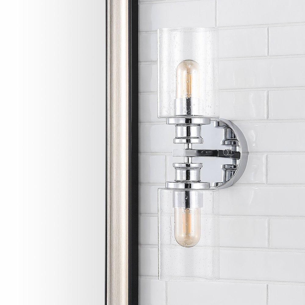 Jules Edison Cylinder Iron/Seeded Glass Farmhouse Contemporary Led Wall Sconce. Picture 9