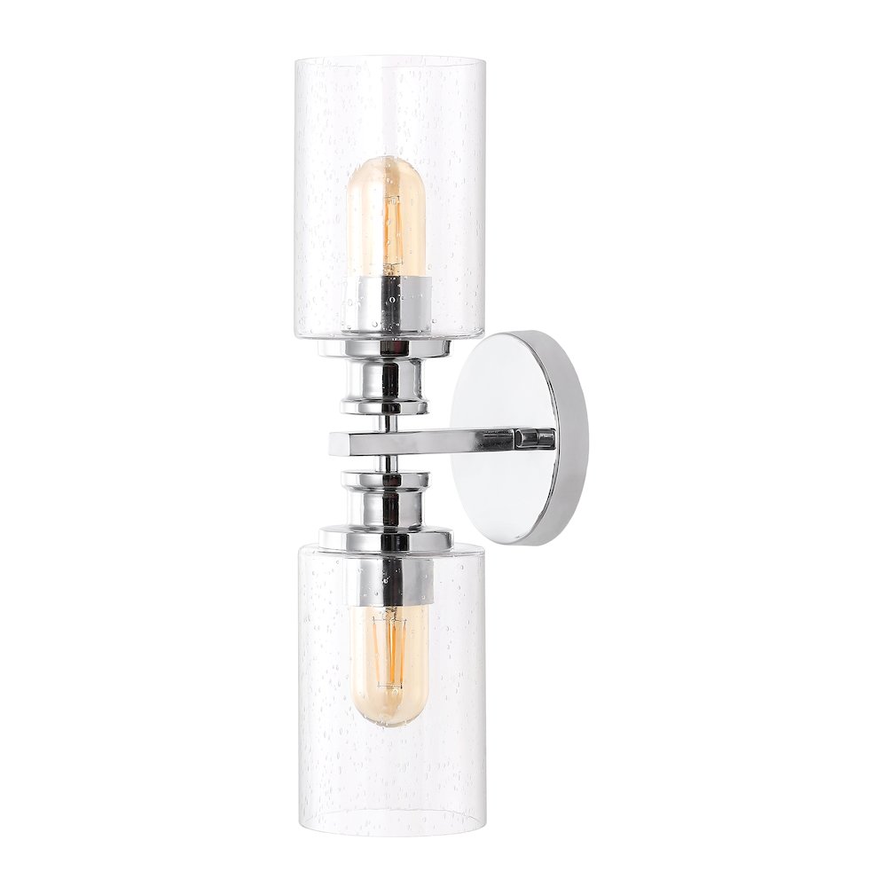 Jules Edison Cylinder Iron/Seeded Glass Farmhouse Contemporary Led Wall Sconce. Picture 7