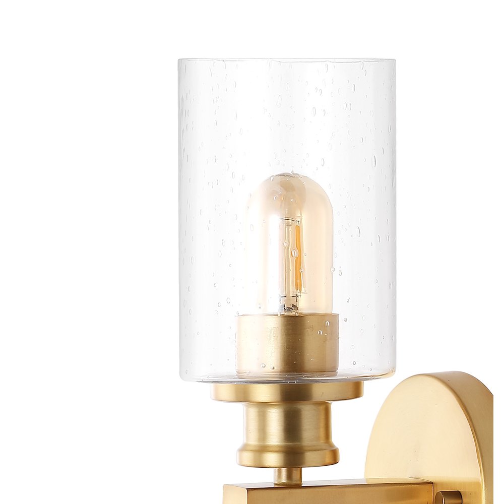Jules Edison Cylinder Iron/Seeded Glass Farmhouse Contemporary Led Wall Sconce. Picture 3
