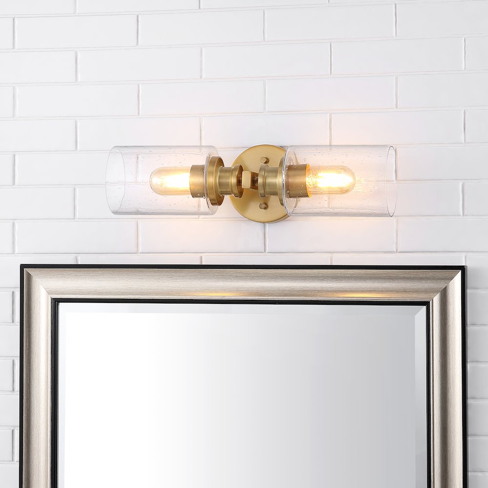 Jules Edison Cylinder Iron/Seeded Glass Farmhouse Contemporary Led Wall Sconce. Picture 12