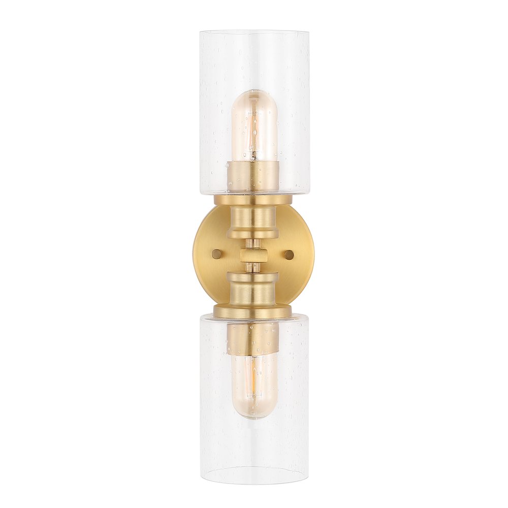 Jules Edison Cylinder Iron/Seeded Glass Farmhouse Contemporary Led Wall Sconce. Picture 6