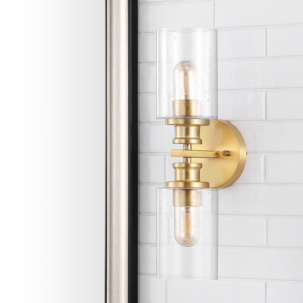 Jules Edison Cylinder Iron/Seeded Glass Farmhouse Contemporary Led Wall Sconce. Picture 10