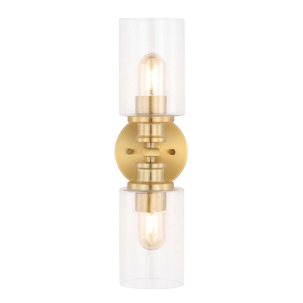 Jules Edison Cylinder Iron/Seeded Glass Farmhouse Contemporary Led Wall Sconce. Picture 1