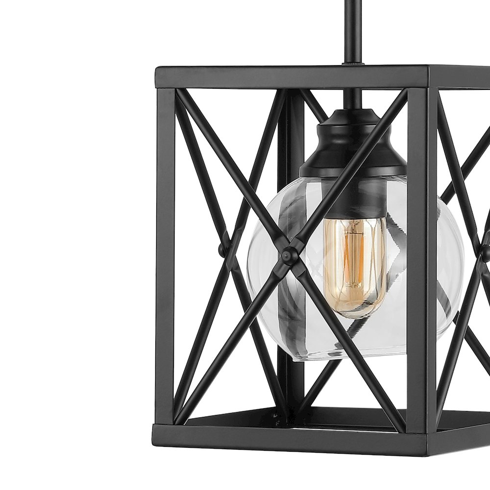 Amara Industrial Farmhouse Iron/Glass Led Pendant. Picture 2