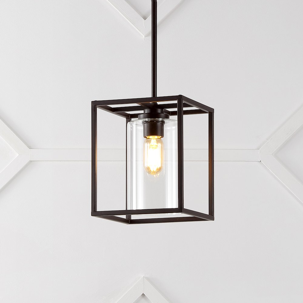 Quinn Industrial Farmhouse Iron/Glass Led Pendant. Picture 8