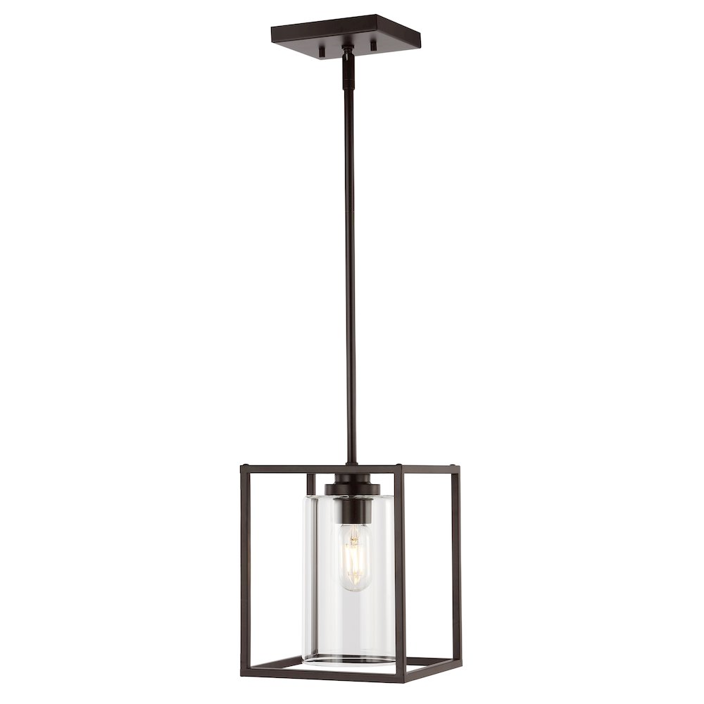 Quinn Industrial Farmhouse Iron/Glass Led Pendant. Picture 7